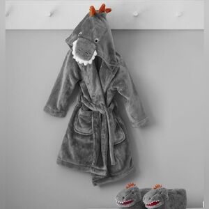 T-Rex Critter Robe by Pottery Barn Kids • size Large(8-10yrs) • Gray & Orange